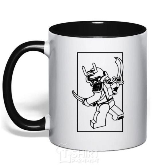 Mug with a colored handle A framed warrior black фото