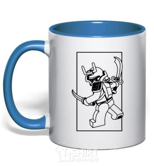Mug with a colored handle A framed warrior royal-blue фото