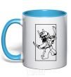 Mug with a colored handle A framed warrior sky-blue фото