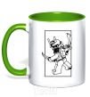 Mug with a colored handle A framed warrior kelly-green фото