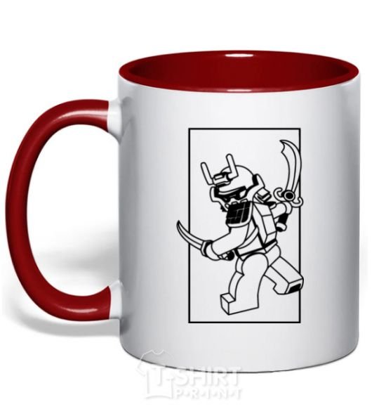 Mug with a colored handle A framed warrior red фото