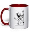 Mug with a colored handle A framed warrior red фото