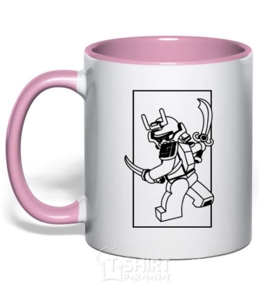 Чашка с цветной ручкой Воин в рамке Нежно розовый фото