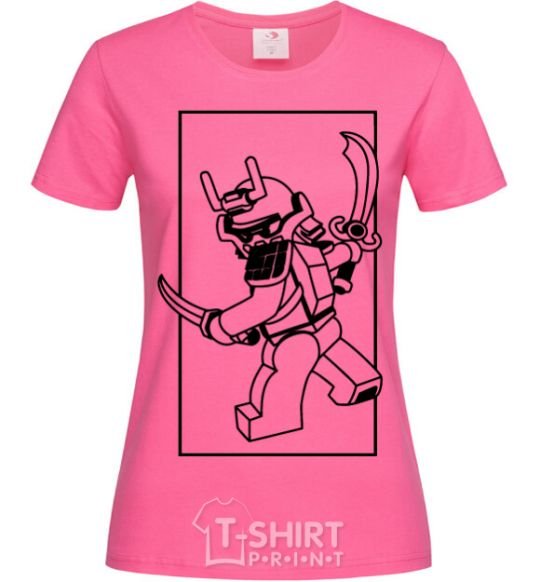 Женская футболка Воин в рамке Ярко-розовый фото