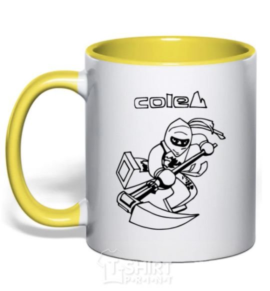 Mug with a colored handle Cole yellow фото