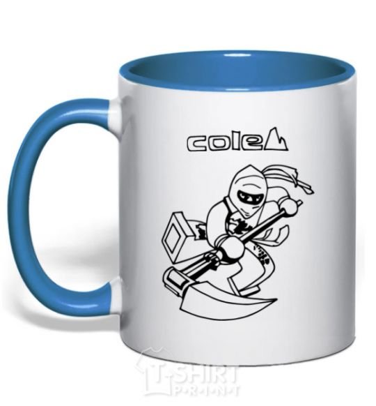 Mug with a colored handle Cole royal-blue фото
