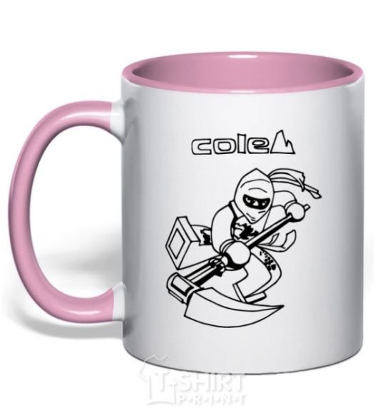 Mug with a colored handle Cole light-pink фото