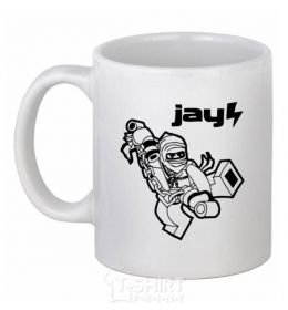 Ceramic mug Jay drawing White фото