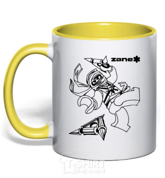 Mug with a colored handle Zane yellow фото