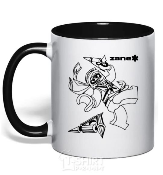 Mug with a colored handle Zane black фото