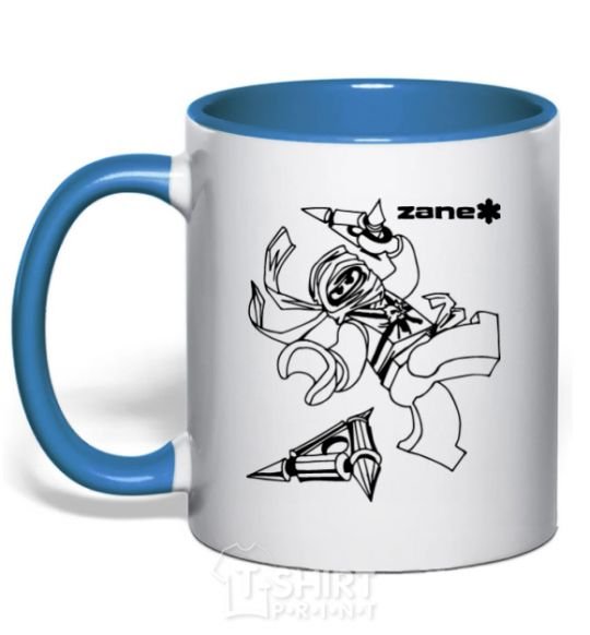 Mug with a colored handle Zane royal-blue фото