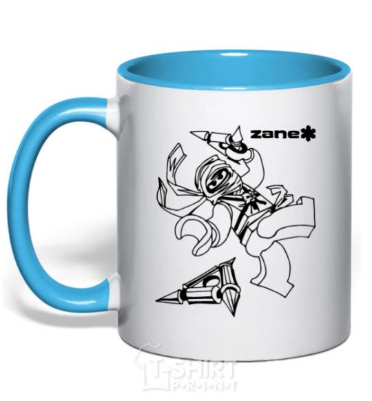 Mug with a colored handle Zane sky-blue фото