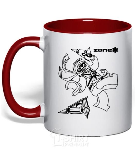 Mug with a colored handle Zane red фото