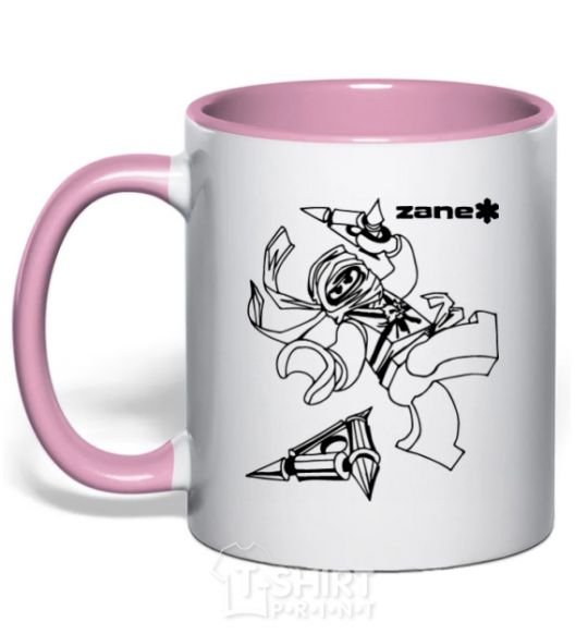 Mug with a colored handle Zane light-pink фото