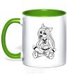 Mug with a colored handle A monster in slippers kelly-green фото