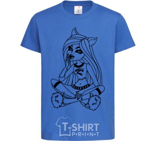 Kids T-shirt A monster in slippers royal-blue фото