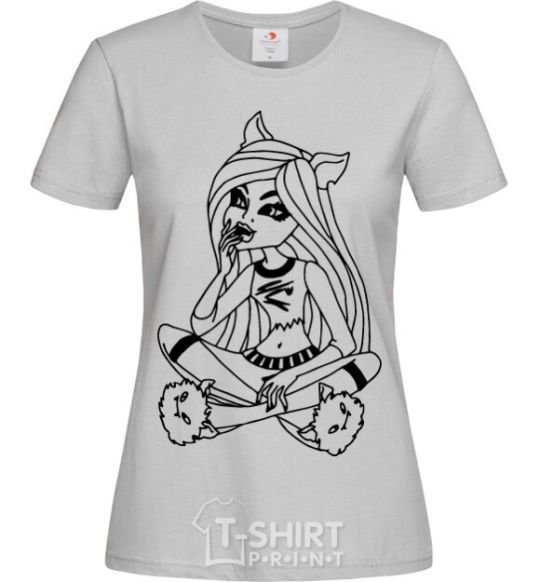Women's T-shirt A monster in slippers grey фото
