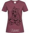 Women's T-shirt A monster in slippers burgundy фото