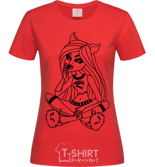 Women's T-shirt A monster in slippers red фото