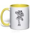 Mug with a colored handle Madeline yellow фото