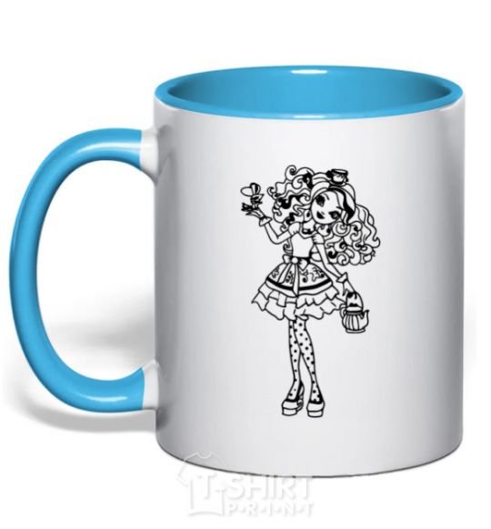 Mug with a colored handle Madeline sky-blue фото