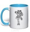 Mug with a colored handle Madeline sky-blue фото