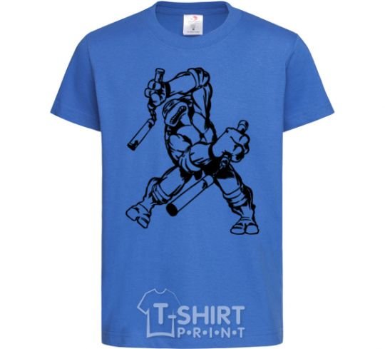 Kids T-shirt Turtle with nunchakus royal-blue фото