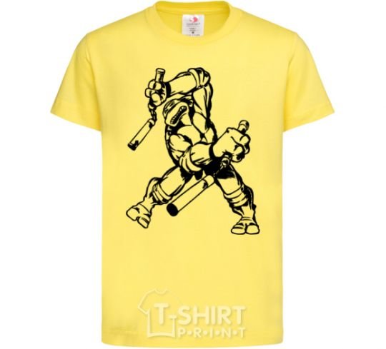 Kids T-shirt Turtle with nunchakus cornsilk фото