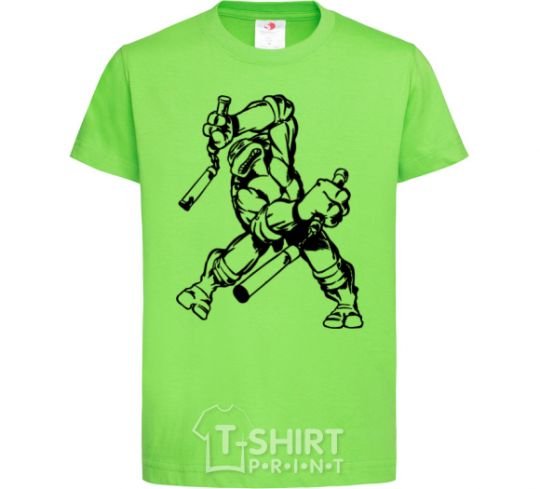 Kids T-shirt Turtle with nunchakus orchid-green фото