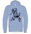 Men`s hoodie Turtle with nunchakus sky-blue фото