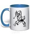 Mug with a colored handle Turtle with nunchakus royal-blue фото