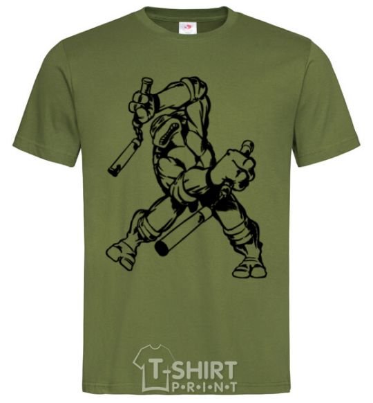 Men's T-Shirt Turtle with nunchakus millennial-khaki фото