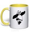 Mug with a colored handle Kung fu panda V.1 yellow фото