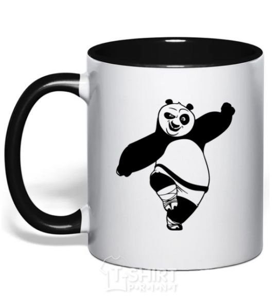 Чашка с цветной ручкой Кунг фу панда V.1 Черный фото