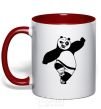 Mug with a colored handle Kung fu panda V.1 red фото
