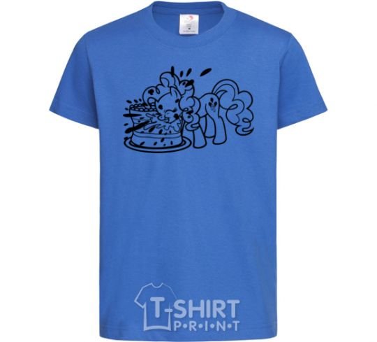 Kids T-shirt Pinkie Pie eats cake royal-blue фото