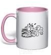 Mug with a colored handle Pinkie Pie eats cake light-pink фото