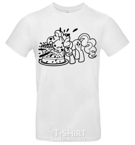 Men's T-Shirt Pinkie Pie eats cake White фото