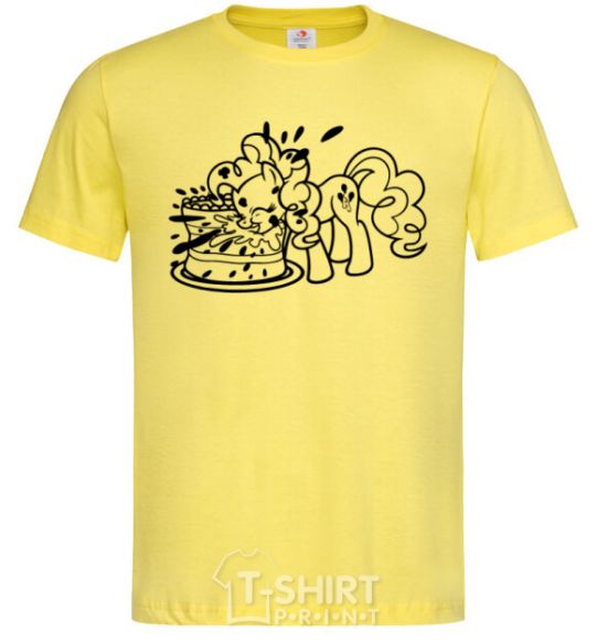 Men's T-Shirt Pinkie Pie eats cake cornsilk фото