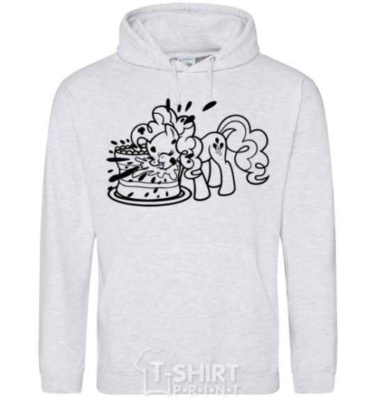 Men`s hoodie Pinkie Pie eats cake sport-grey фото