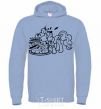 Men`s hoodie Pinkie Pie eats cake sky-blue фото