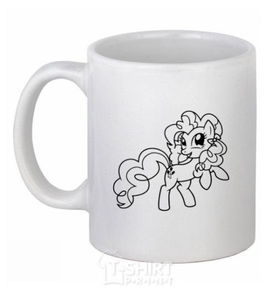 Ceramic mug Pinkie Pie with a bow White фото