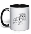 Mug with a colored handle Pinkie Pie with a bow black фото