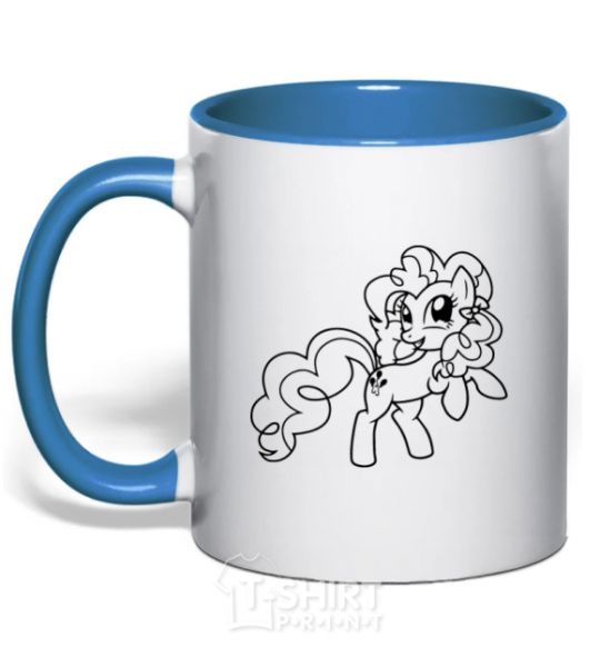 Mug with a colored handle Pinkie Pie with a bow royal-blue фото