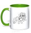 Mug with a colored handle Pinkie Pie with a bow kelly-green фото