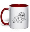 Mug with a colored handle Pinkie Pie with a bow red фото