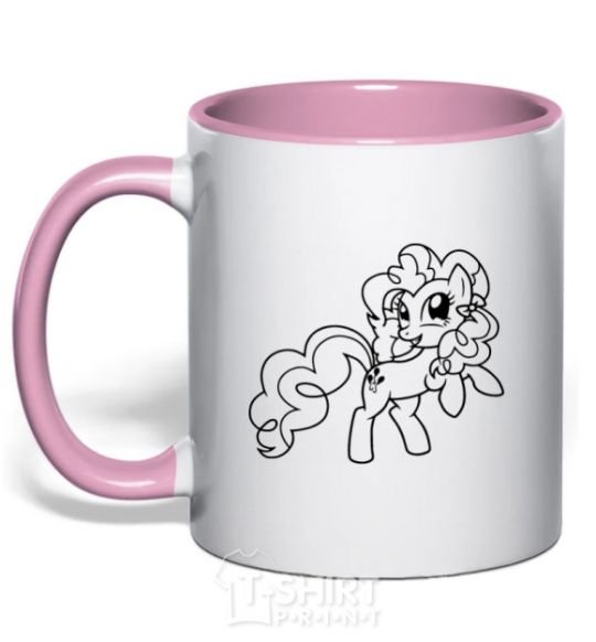 Mug with a colored handle Pinkie Pie with a bow light-pink фото