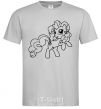 Men's T-Shirt Pinkie Pie with a bow grey фото