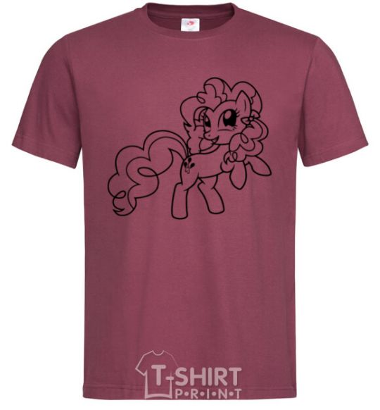 Men's T-Shirt Pinkie Pie with a bow burgundy фото