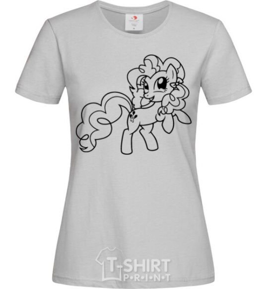 Women's T-shirt Pinkie Pie with a bow grey фото